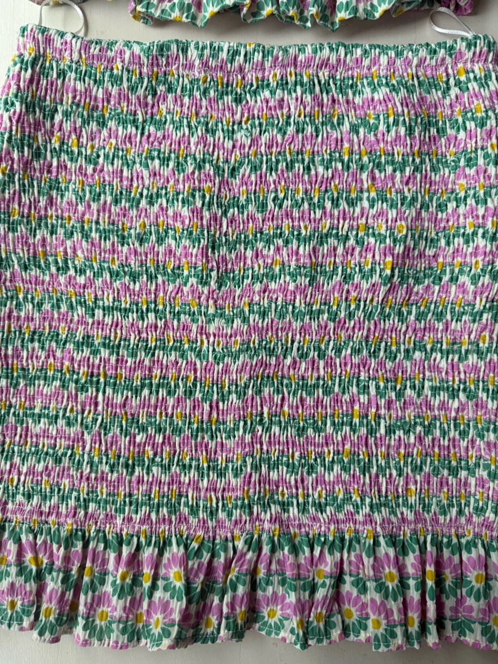 Zara XS Smocked Set Ruffled Floral Top Skirt - Picture 3 of 5